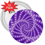 Glossy Purple  Beaded Spiral Fractal 3  Button (10 pack)