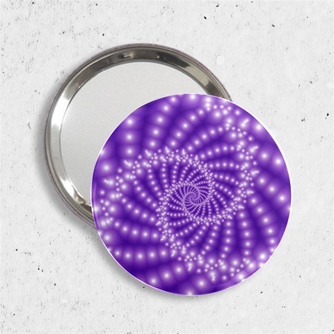 Glossy Purple  Beaded Spiral Fractal 2.25  Handbag Mirror from ArtsNow.com Front