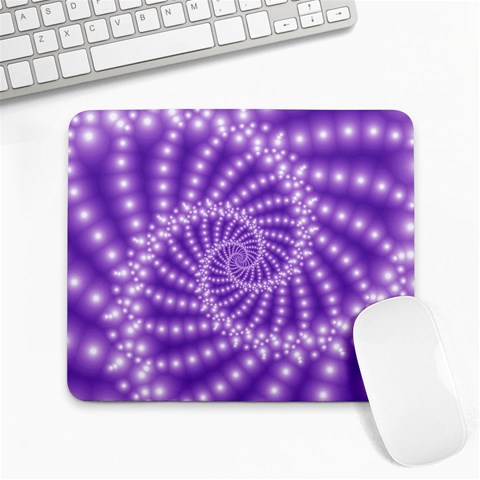 Glossy Purple  Beaded Spiral Fractal Large Mousepad from ArtsNow.com Front