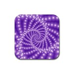 Glossy Purple  Beaded Spiral Fractal Rubber Coaster (Square)