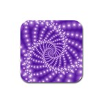 Glossy Purple  Beaded Spiral Fractal Rubber Square Coaster (4 pack)