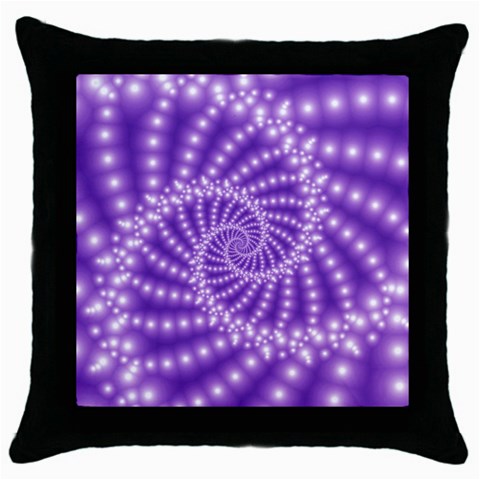 Glossy Purple  Beaded Spiral Fractal Throw Pillow Case (Black) from ArtsNow.com Front