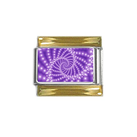 Glossy Purple  Beaded Spiral Fractal Gold Trim Italian Charm (9mm) from ArtsNow.com Front