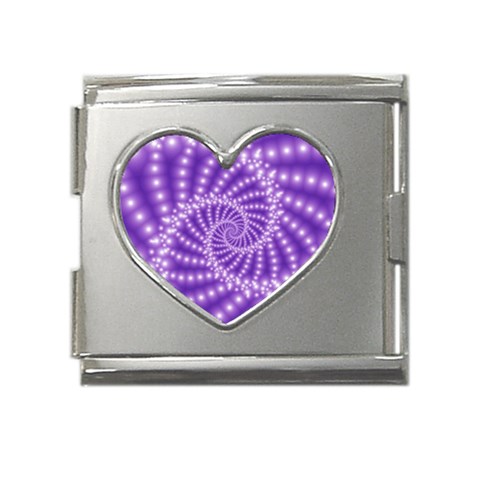 Glossy Purple  Beaded Spiral Fractal Mega Link Heart Italian Charm (18mm) from ArtsNow.com Front