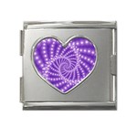 Glossy Purple  Beaded Spiral Fractal Mega Link Heart Italian Charm (18mm)