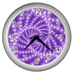 Glossy Purple  Beaded Spiral Fractal Wall Clock (Silver)