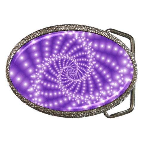 Glossy Purple  Beaded Spiral Fractal Belt Buckle from ArtsNow.com Front