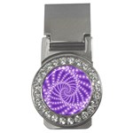 Glossy Purple  Beaded Spiral Fractal Money Clip (CZ)