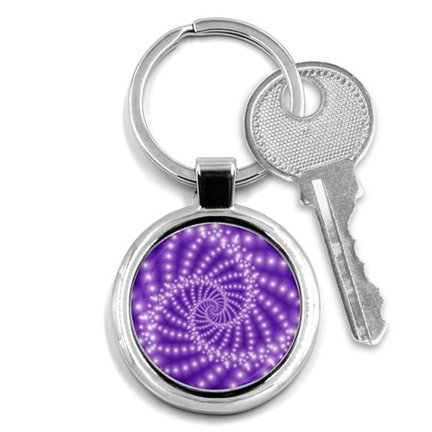 Glossy Purple  Beaded Spiral Fractal Key Chain (Round) from ArtsNow.com Front