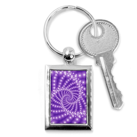 Glossy Purple  Beaded Spiral Fractal Key Chain (Rectangle) from ArtsNow.com Front