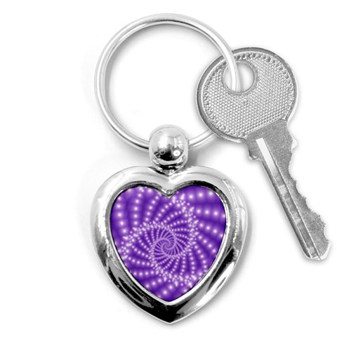 Glossy Purple  Beaded Spiral Fractal Key Chain (Heart) from ArtsNow.com Front