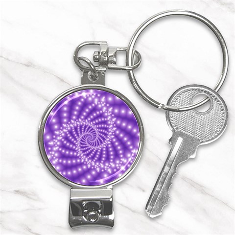 Glossy Purple  Beaded Spiral Fractal Nail Clippers Key Chain from ArtsNow.com Front