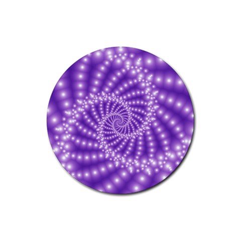 Glossy Purple  Beaded Spiral Fractal Rubber Coaster (Round) from ArtsNow.com Front