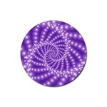 Glossy Purple  Beaded Spiral Fractal Rubber Coaster (Round)