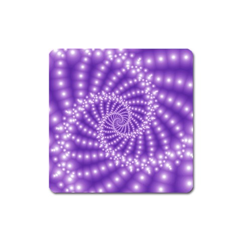 Glossy Purple  Beaded Spiral Fractal Magnet (Square) from ArtsNow.com Front