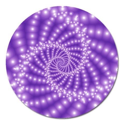 Glossy Purple  Beaded Spiral Fractal Magnet 5  (Round) from ArtsNow.com Front