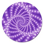 Glossy Purple  Beaded Spiral Fractal Magnet 5  (Round)