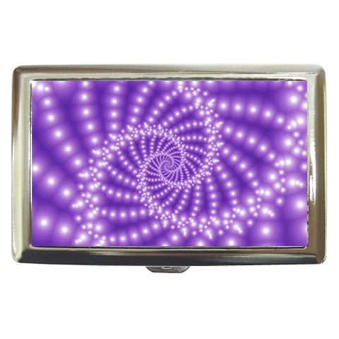 Glossy Purple  Beaded Spiral Fractal Cigarette Money Case from ArtsNow.com Front