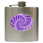 Glossy Purple  Beaded Spiral Fractal Hip Flask (6 oz)