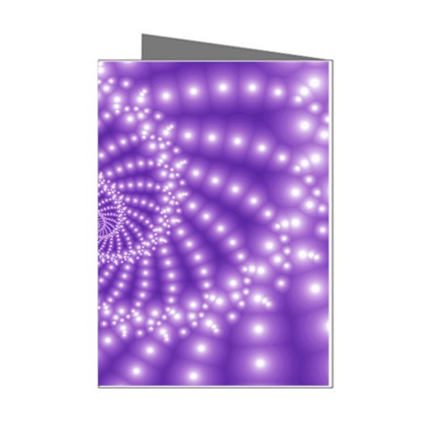 Glossy Purple  Beaded Spiral Fractal Mini Greeting Cards (Pkg of 8) from ArtsNow.com Left