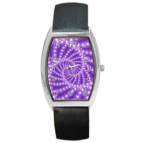 Glossy Purple  Beaded Spiral Fractal Barrel Style Metal Watch from ArtsNow.com Front