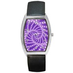 Glossy Purple  Beaded Spiral Fractal Barrel Style Metal Watch