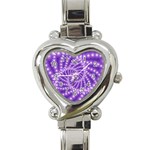 Glossy Purple  Beaded Spiral Fractal Heart Italian Charm Watch