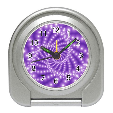 Glossy Purple  Beaded Spiral Fractal Travel Alarm Clock from ArtsNow.com Front