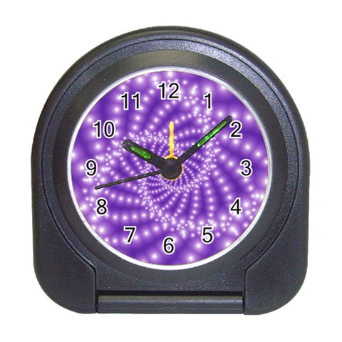 Glossy Purple  Beaded Spiral Fractal Travel Alarm Clock from ArtsNow.com Front