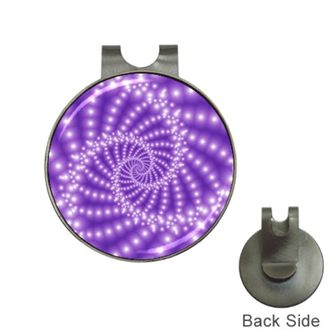 Glossy Purple  Beaded Spiral Fractal Golf Ball Marker Hat Clip from ArtsNow.com Front