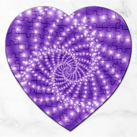 Glossy Purple  Beaded Spiral Fractal Jigsaw Puzzle (Heart) from ArtsNow.com Front