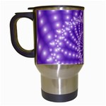 Glossy Purple  Beaded Spiral Fractal Travel Mug (White)