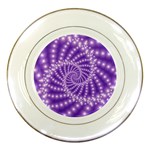 Glossy Purple  Beaded Spiral Fractal Porcelain Plate