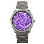 Glossy Purple  Beaded Spiral Fractal Sport Metal Watch