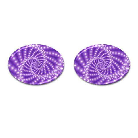 Glossy Purple  Beaded Spiral Fractal Cufflinks (Oval) from ArtsNow.com Front(Pair)