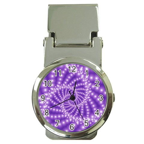 Glossy Purple  Beaded Spiral Fractal Money Clip Watch from ArtsNow.com Front