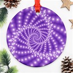 Glossy Purple  Beaded Spiral Fractal Round Ornament (Two Sides)