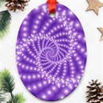 Glossy Purple  Beaded Spiral Fractal Oval Ornament (Two Sides)