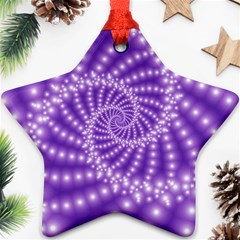 Glossy Purple  Beaded Spiral Fractal Star Ornament (Two Sides) from ArtsNow.com Back