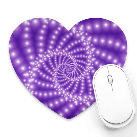 Glossy Purple  Beaded Spiral Fractal Heart Mousepad from ArtsNow.com Front