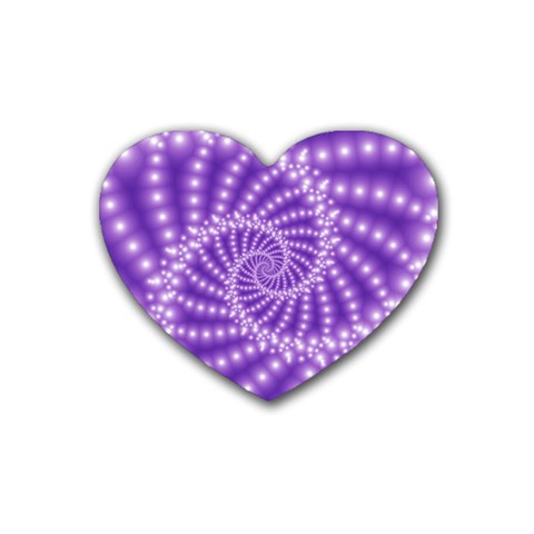 Glossy Purple  Beaded Spiral Fractal Rubber Coaster (Heart) from ArtsNow.com Front