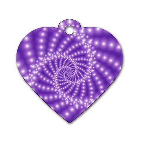 Glossy Purple  Beaded Spiral Fractal Dog Tag Heart (One Side) from ArtsNow.com Front