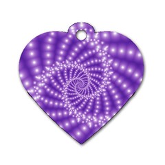 Glossy Purple  Beaded Spiral Fractal Dog Tag Heart (Two Sides) from ArtsNow.com Front