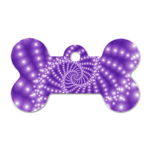 Glossy Purple  Beaded Spiral Fractal Dog Tag Bone (One Side) from ArtsNow.com Front