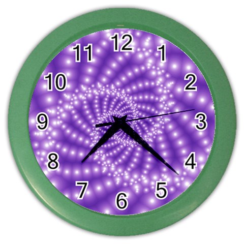 Glossy Purple  Beaded Spiral Fractal Color Wall Clock from ArtsNow.com Front