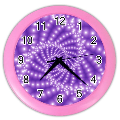 Glossy Purple  Beaded Spiral Fractal Color Wall Clock from ArtsNow.com Front