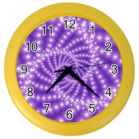 Glossy Purple  Beaded Spiral Fractal Color Wall Clock from ArtsNow.com Front