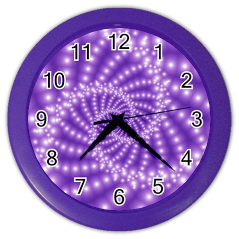 Glossy Purple  Beaded Spiral Fractal Color Wall Clock from ArtsNow.com Front