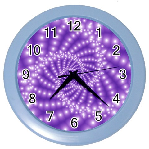 Glossy Purple  Beaded Spiral Fractal Color Wall Clock from ArtsNow.com Front