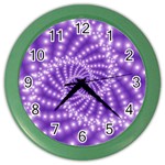 Glossy Purple  Beaded Spiral Fractal Color Wall Clock